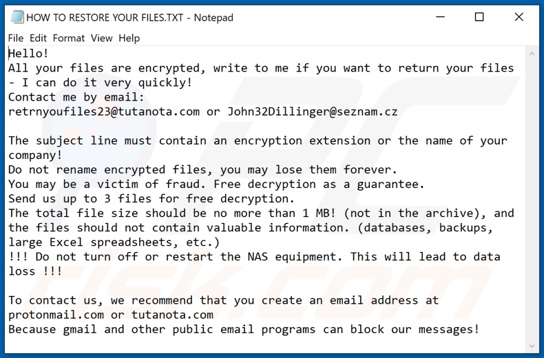 Nsemad decrypt instructions (HOW TO RESTORE YOUR FILES.TXT)