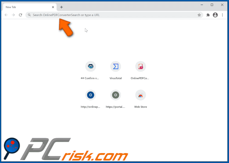 OnlinePDFConverterSearch browser hijacker appearance GIF