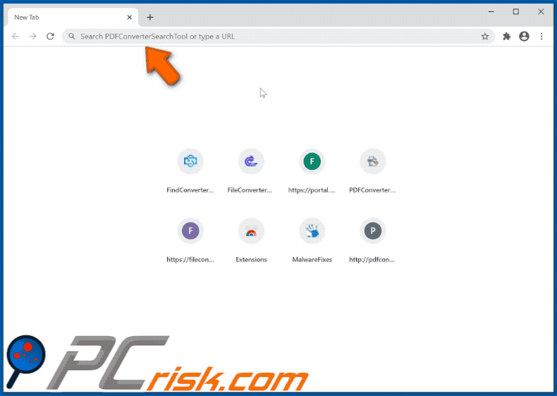 PDFConverterSearchTool browser hijacker appearance GIF