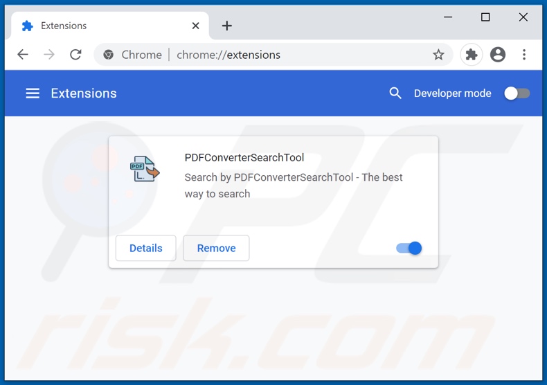 Removing pdfconvertersearchtool.com related Google Chrome extensions