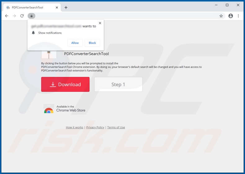 Website used to promote PDFConverterSearchTool browser hijacker