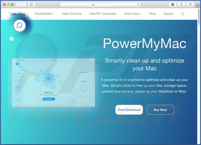 Website used to promote PowerMyMac PUA