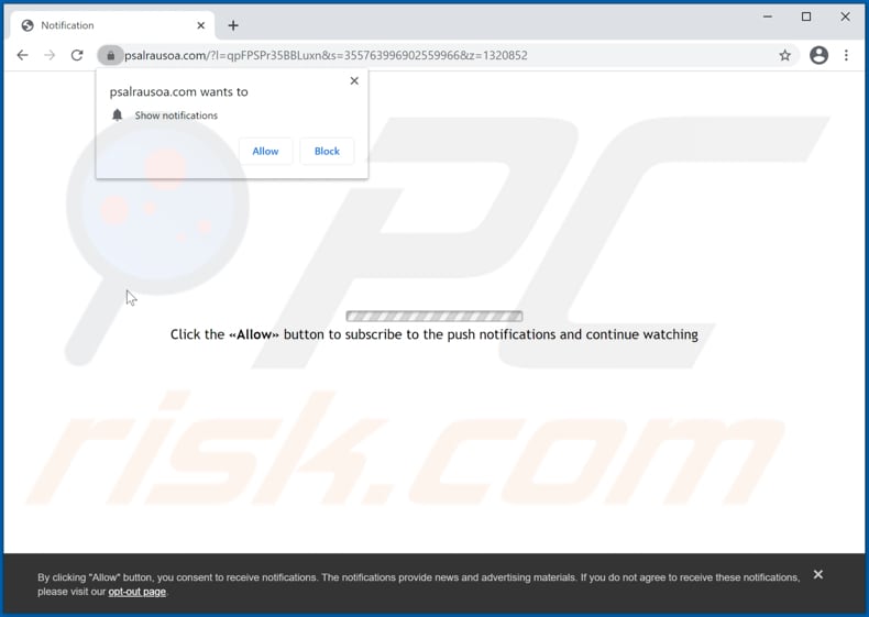 psalrausoa[.]com pop-up redirects