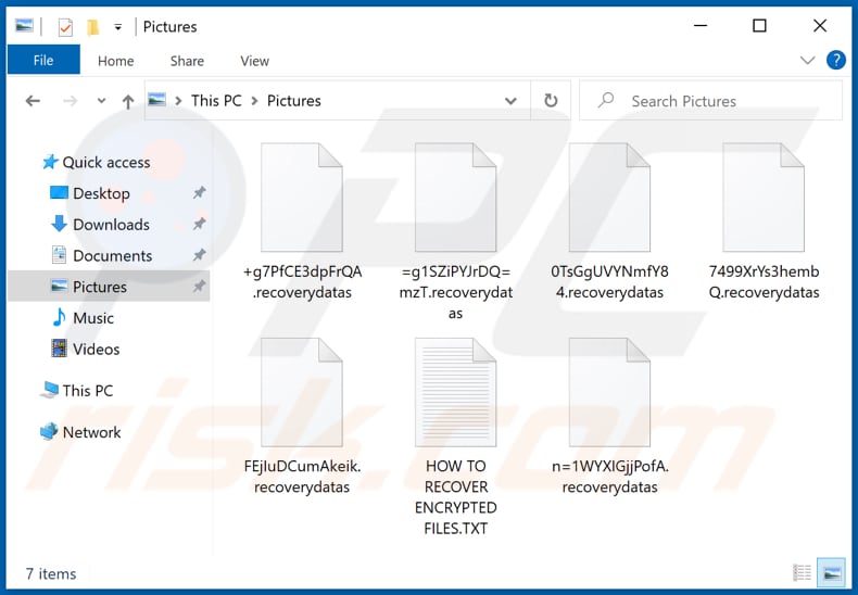 Files encrypted by Recoverydatas ransomware (.recoverydatas extension)