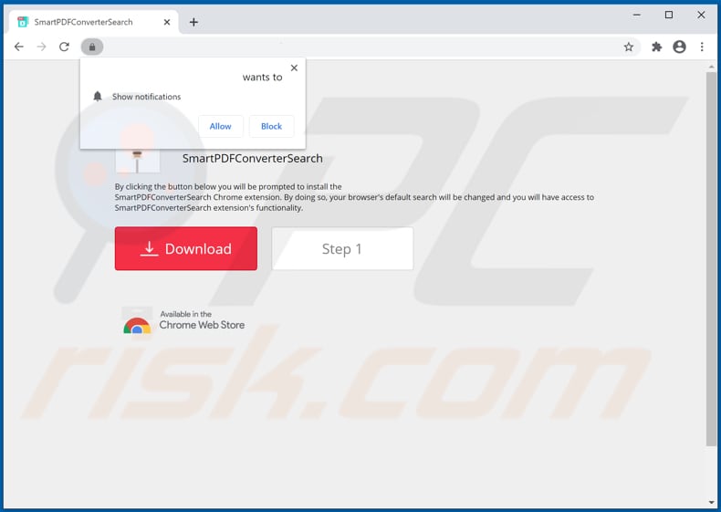 Website used to promote SmartPDFConverterSearch browser hijacker