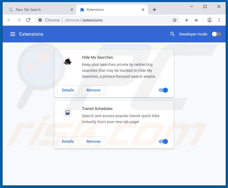 Removing spacerin.com related Google Chrome extensions