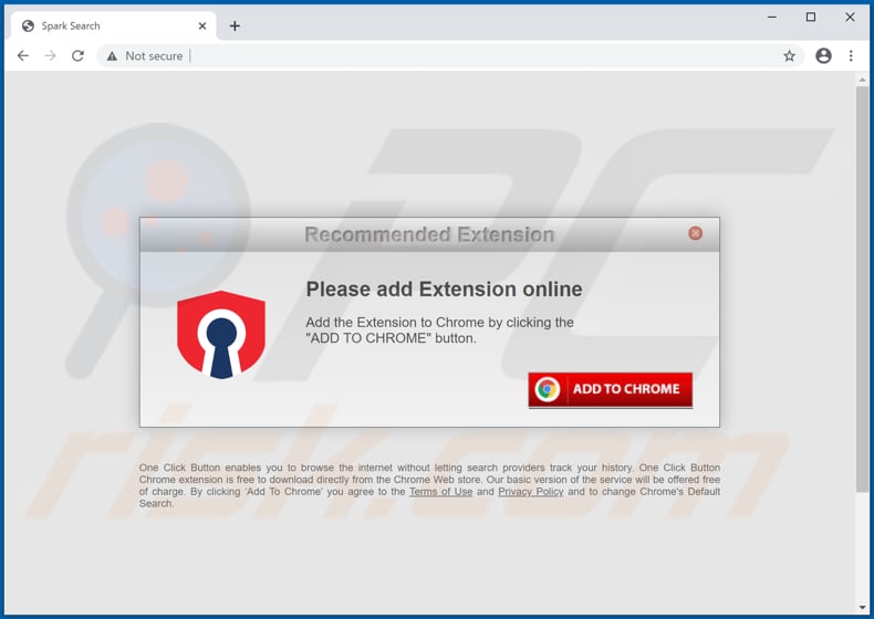 Website used to promote Spark Search browser hijacker