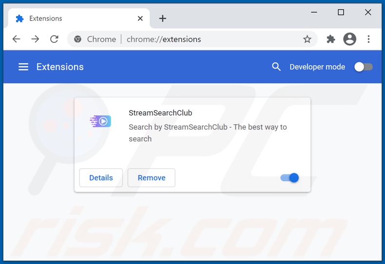Removing streamsearchclub.com related Google Chrome extensions