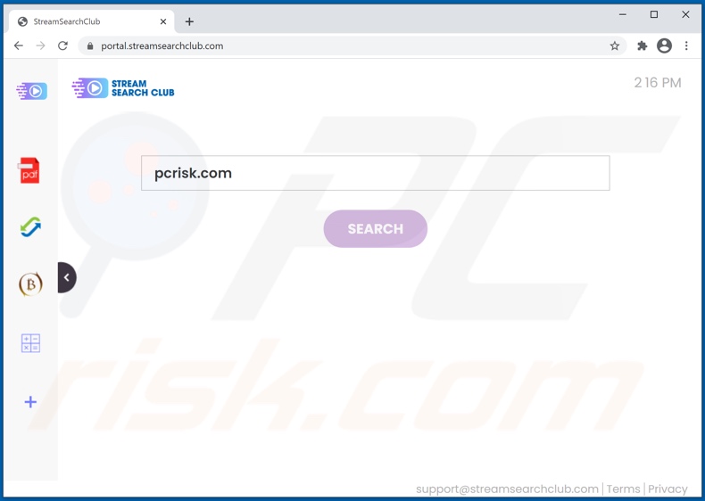 streamsearchclub.com browser hijacker