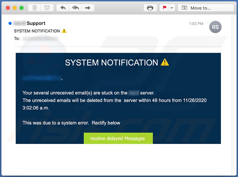 System Notification spam email