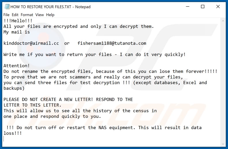 Thcuhswza decrypt instructions (HOW TO RESTORE YOUR FILES.TXT)