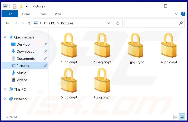 Files encrypted by UpdateDecrypter ransomware (.crypt extension)