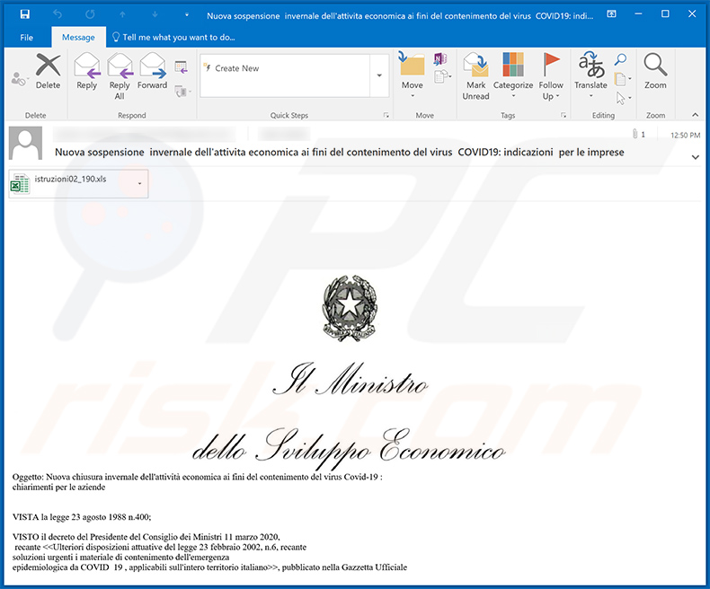 Italian spam email used to spread Ursnif trojan