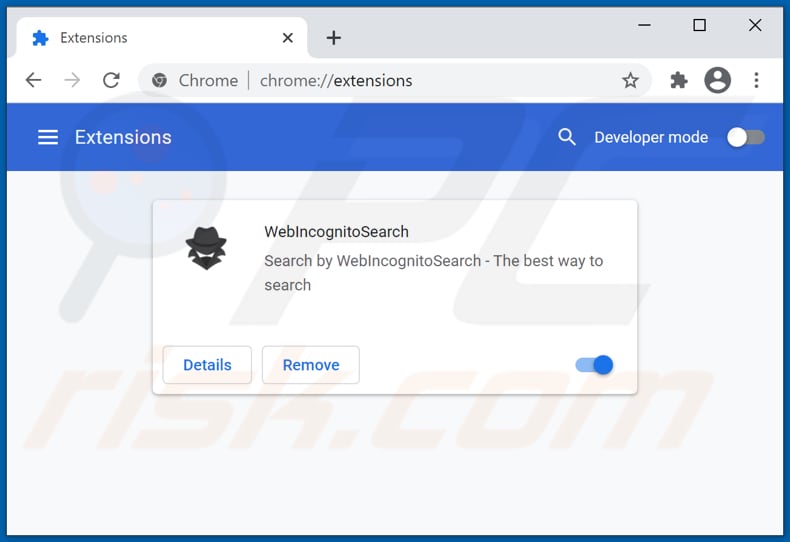 Removing webincognitosearch.com related Google Chrome extensions