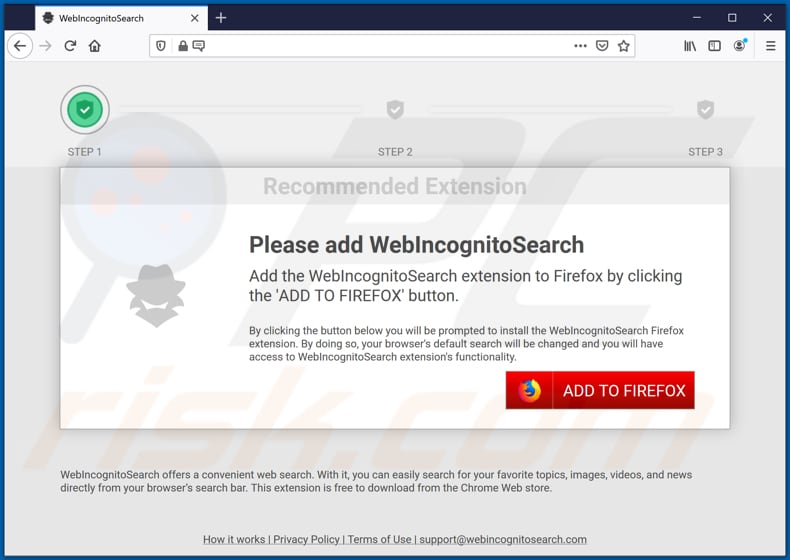 webincognitosearch browser hijacker promoter firefox