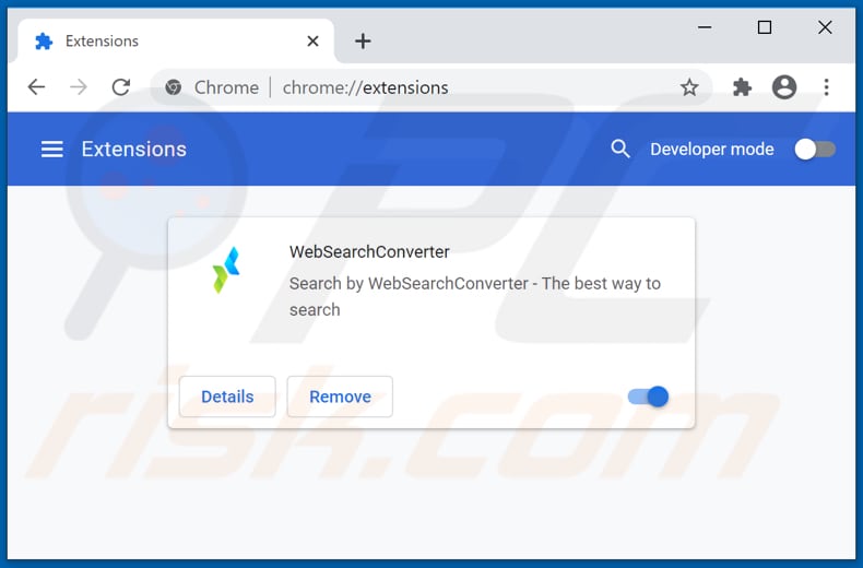 Removing websearchconverter.com related Google Chrome extensions