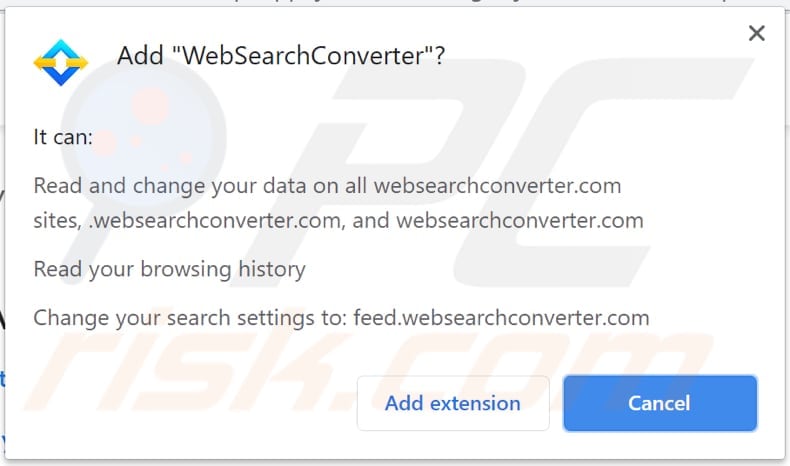 websearchconverter browser hijacker notification
