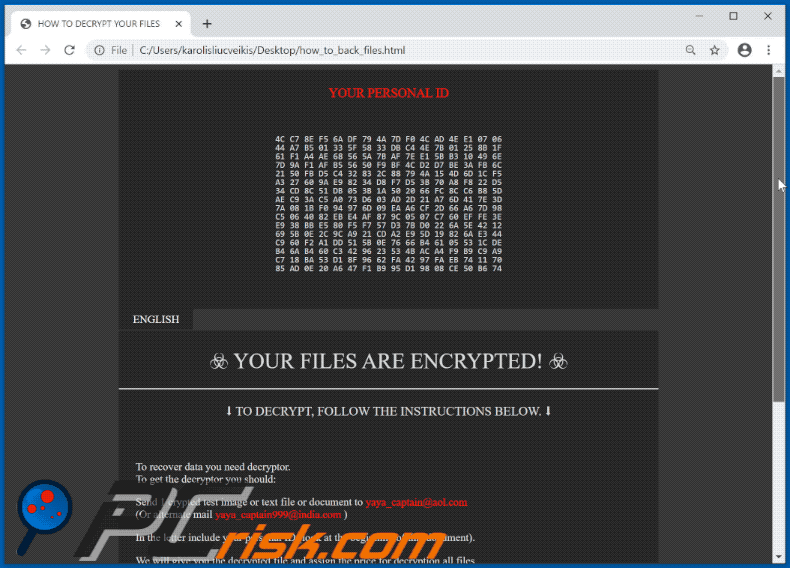 YAYA ransomware ransom note appearance (how_to_back_files.html) GIF