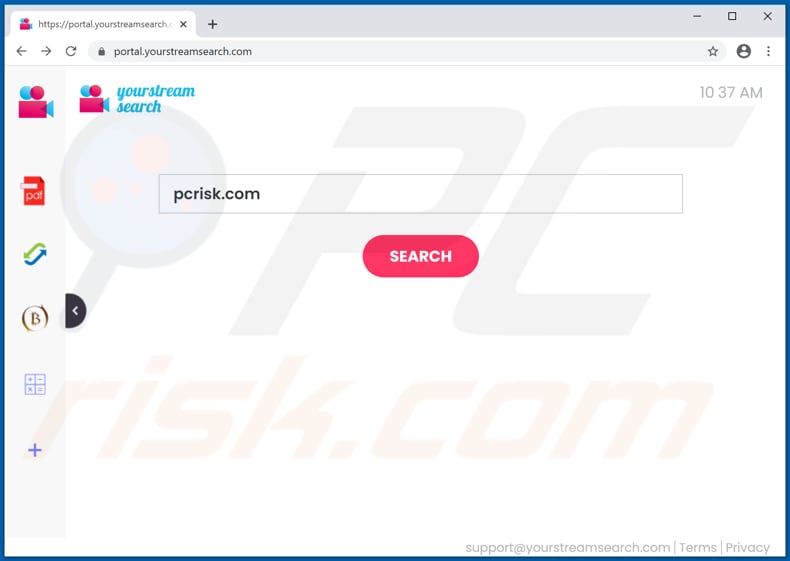 yourstreamsearch.com browser hijacker