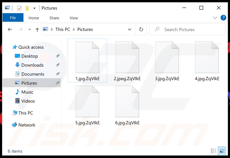 Files encrypted by ZqVIkE ransomware (.ZqVIkE extension)