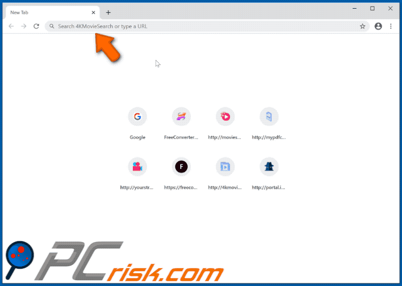 4KMovieSearch browser hijacker appearance (GIF)