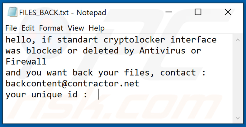 7ev3n ransomware text file (FILES_BACK.txt)