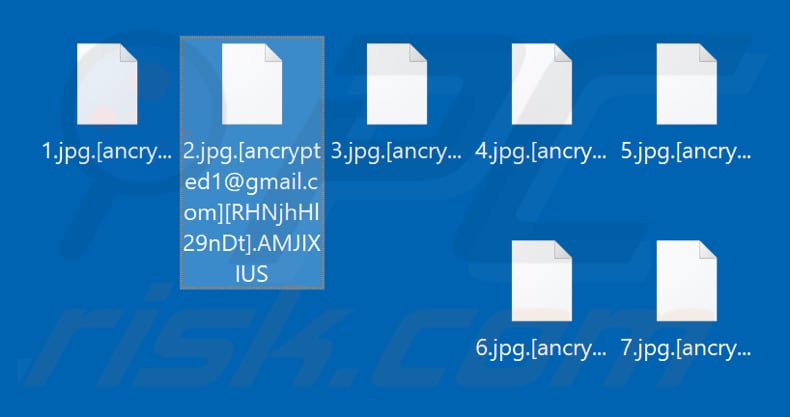 Files encrypted by AMJIXIUS ransomware (.AMJIXIUS extension)