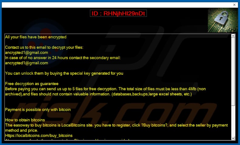 AMJIXIUS ransomware ransom note (pop-up)
