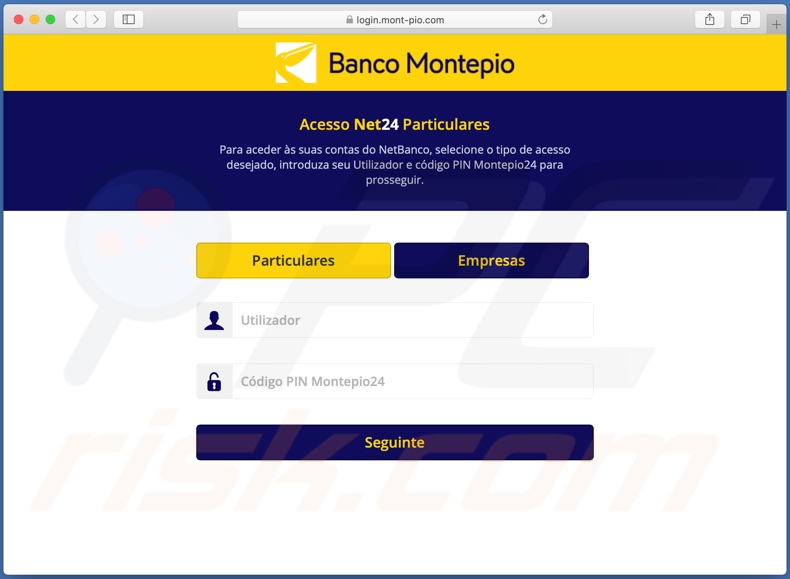 Banco Montepio email scam promoted fake banking log-in website