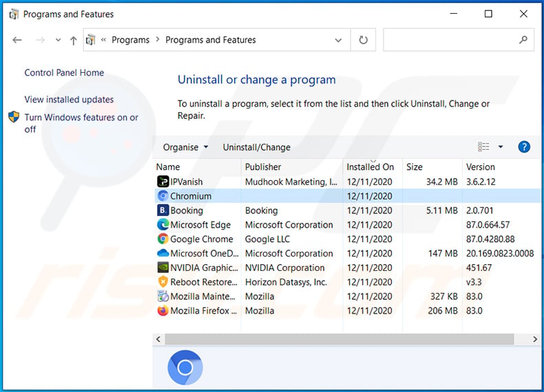 Rogue Chromium browsers uninstall programs