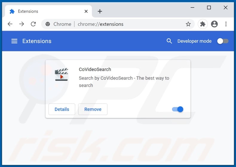 Removing covideosearch.com related Google Chrome extensions