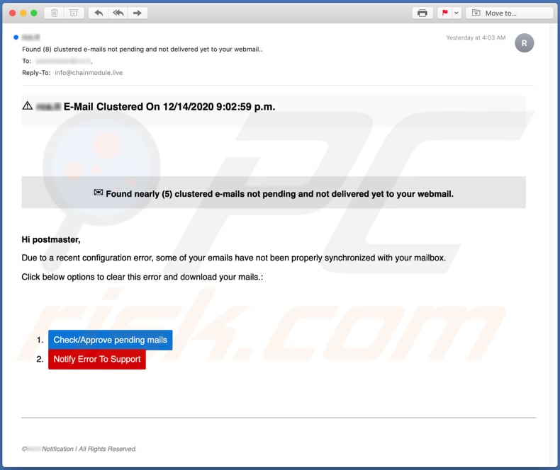 E-Mail Clustered email scam email spam campaign