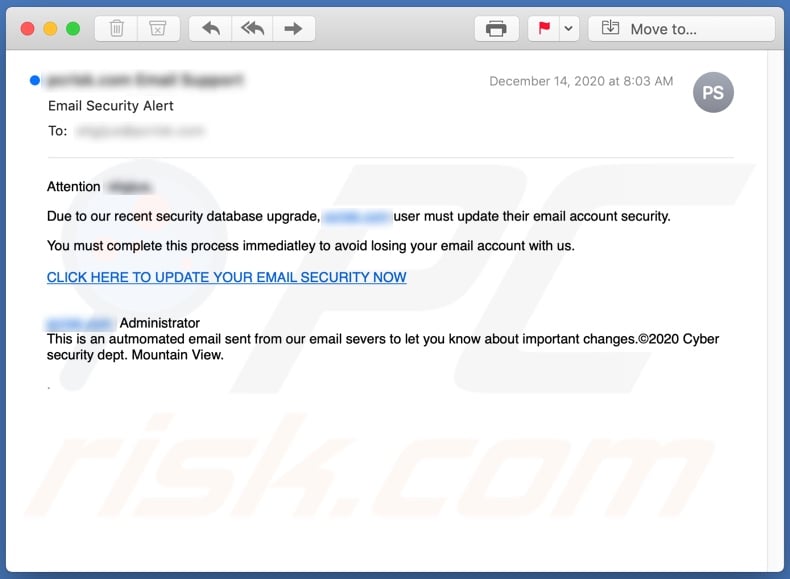 Email Security Alert spam campaign