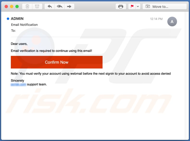Email Verification phishing scam 