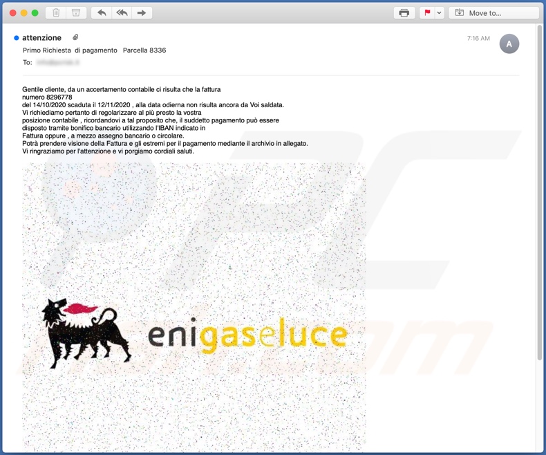 EniGaseLuce malware-spreading email spam campaign