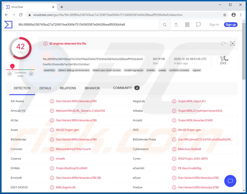 epsilon miner installer detections list on virustotal