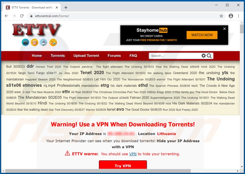 ettvdl[.]com pop-up redirects