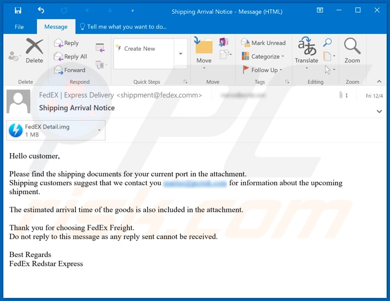 FedEx Freight email virus malware-spreading email spam campaign