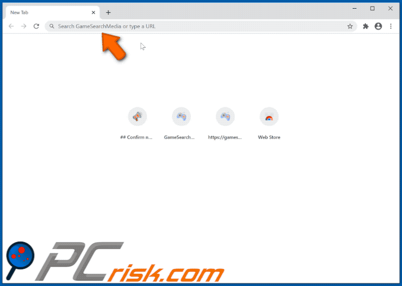 GameSearchMedia browser hijacker appearance (GIF)