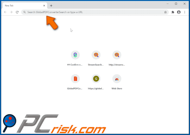 GlobalPDFConverterSearch browser hijacker appearance GIF