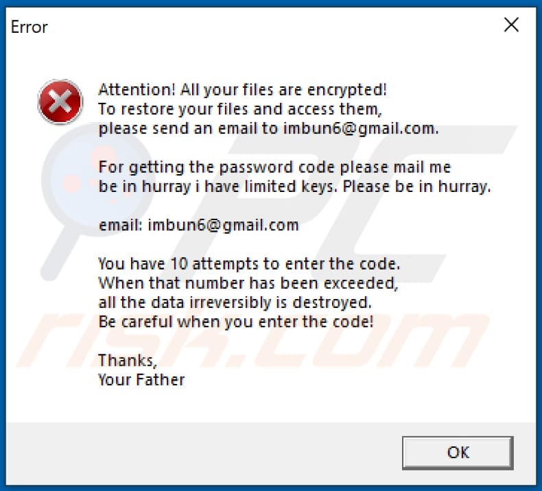 greedyfckers ransomware error pop-up window