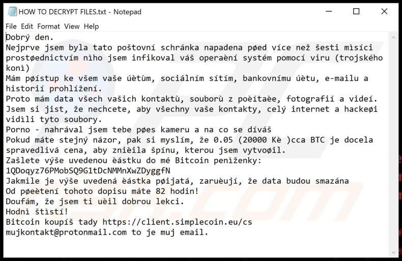 Hacker zasifroval zaplat ransomware text file (HOW TO DECRYPT FILES.txt)