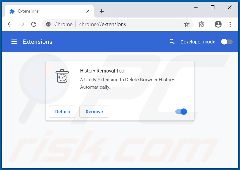 Removing History Removal Tool ads from Google Chrome step 2
