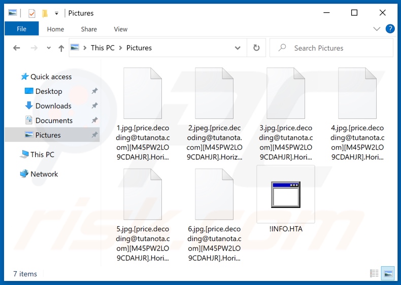 Files encrypted by Horizon ransomware (.Horizon extension)