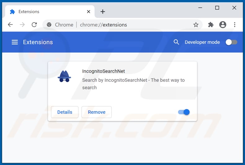 Removing incognitosearchnet.com related Google Chrome extensions
