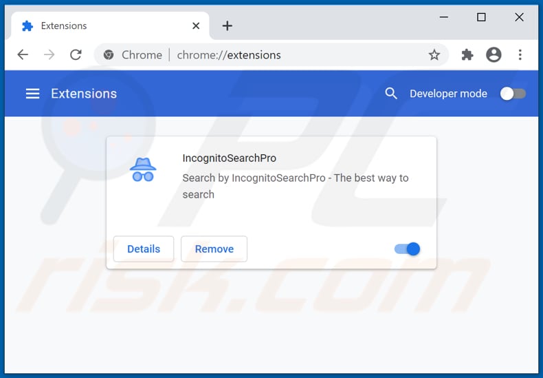 Removing incognitosearchpro.com related Google Chrome extensions