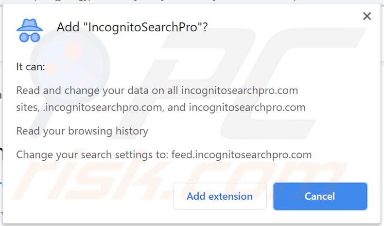 incognitosearchpro browser hijacker notification