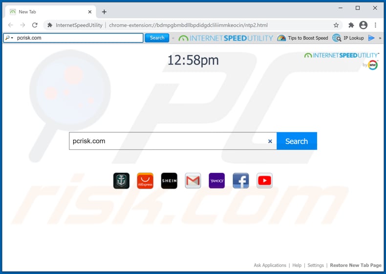 InternetSpeedUtility browser hijacker