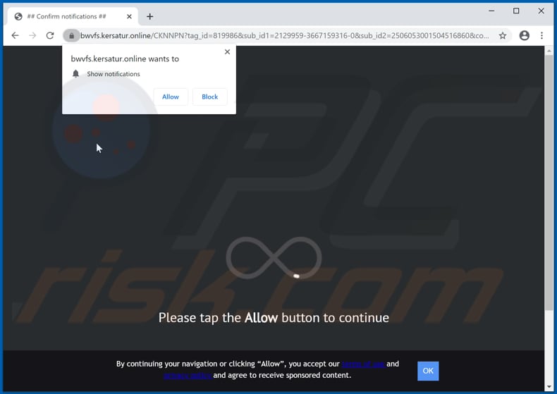 kersatur[.]online pop-up redirects