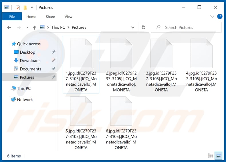 Files encrypted by MONETA ransomware (.MONETA extension)